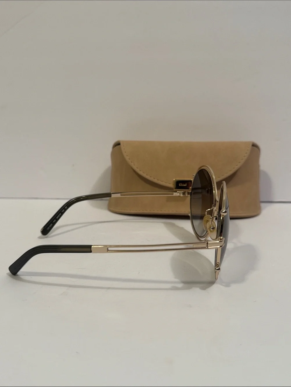 Chloe CE 122S Round Gold Frame Sunglasses with Gradient Lenses